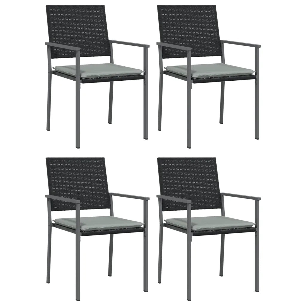 Set Pranzo da Giardino 5pz con Cuscini in Polyrattan e Acciaio 3187005