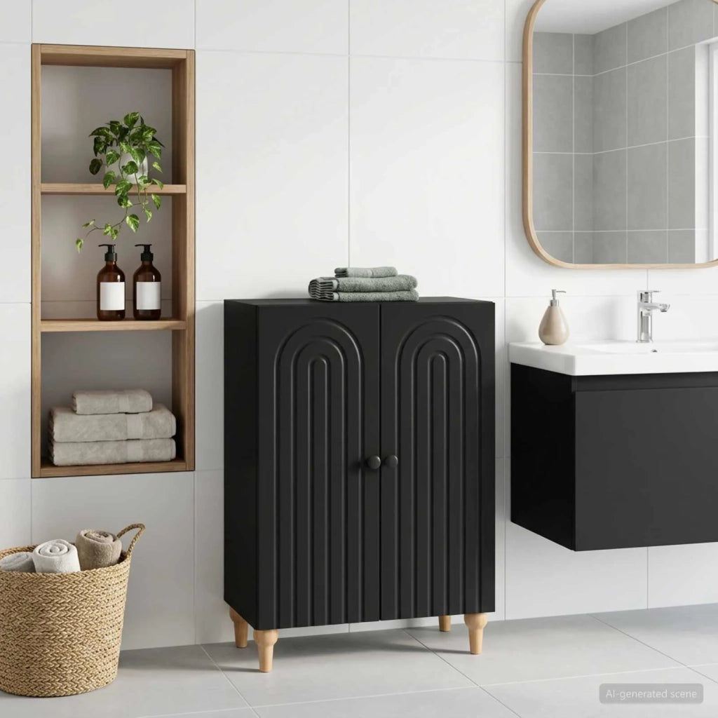 Mobiletto da Bagno ALKMAAR Nero 59,5 x 31 x 80 cm 896176