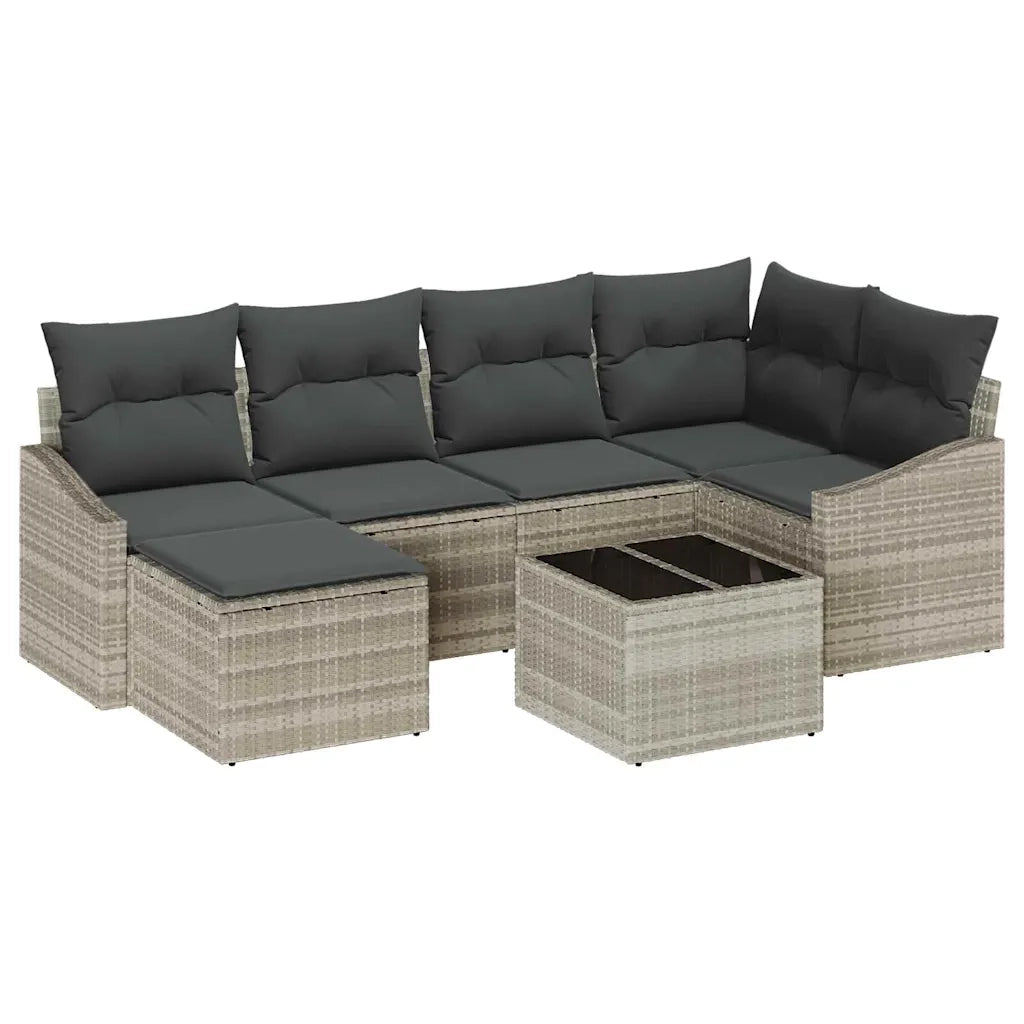 Set di divani con cuscino 7 pcs Grigio chiaro polyrattan 3346802