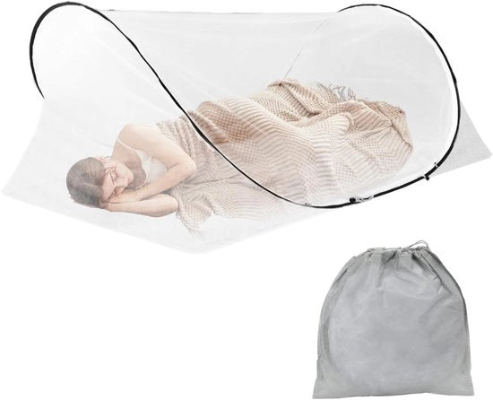 Involucro da Campeggio Pop-up Versatile - Reticolo da Insetti Portatile - Opportuno per Letto Singolo - Ideale per Viaggi - Protezione 360° con Cerniera