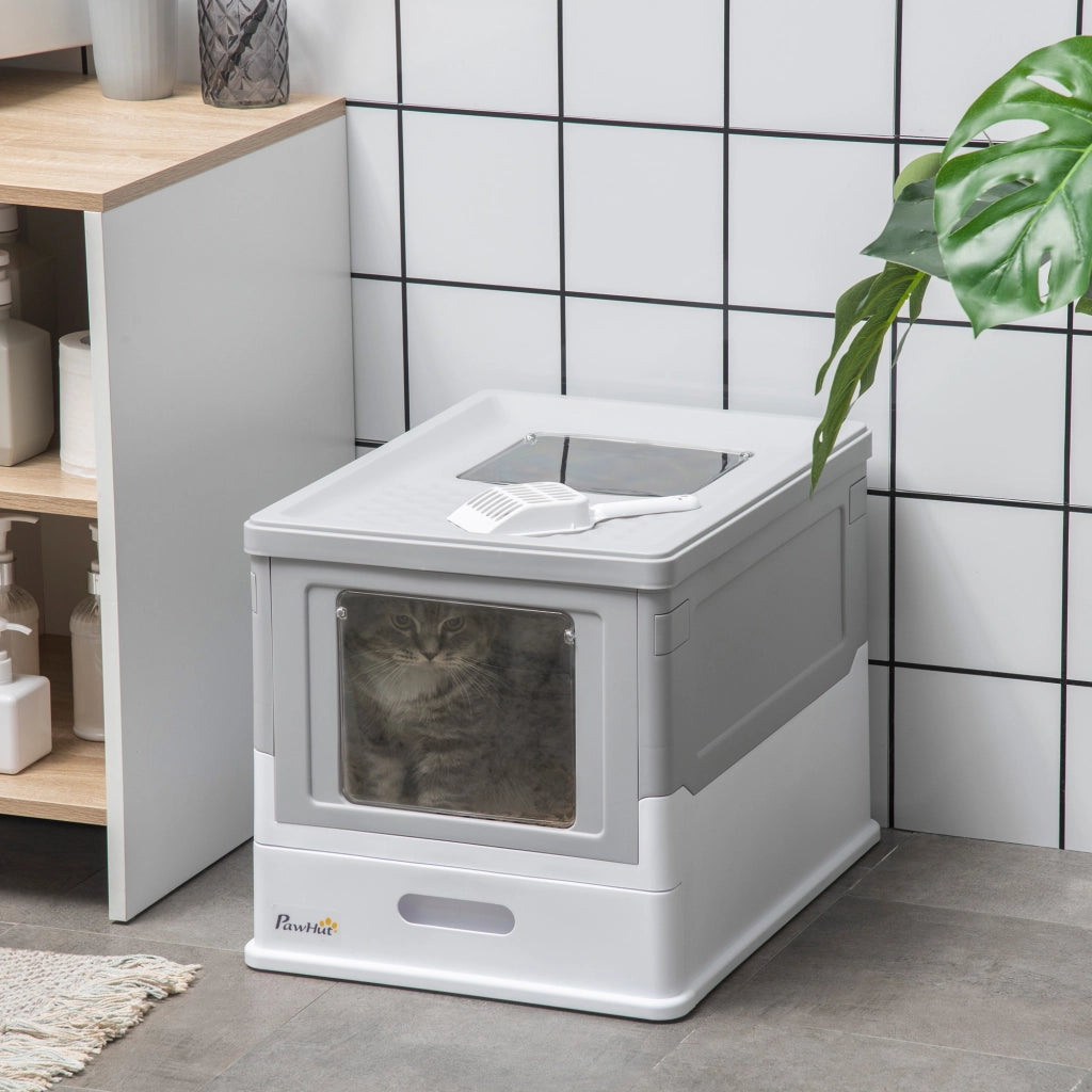 Casetta per Gatti con Vassoio Estraibile e Paletta ¨C Minimal ¨C Grigio
