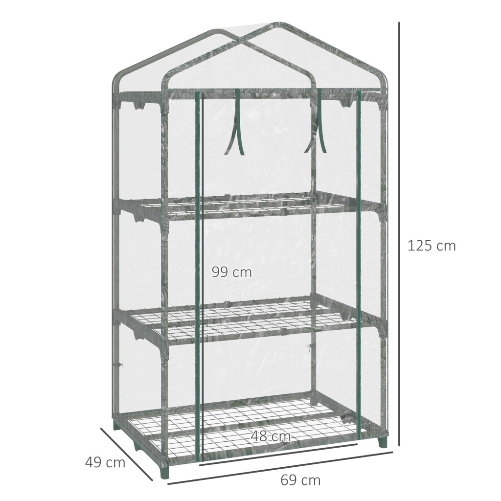 Serra da Giardino 3 Livelli con Ripiani e Porta a Cerniera ¨C Minimal ¨C 69x49x125 cm Trasparente