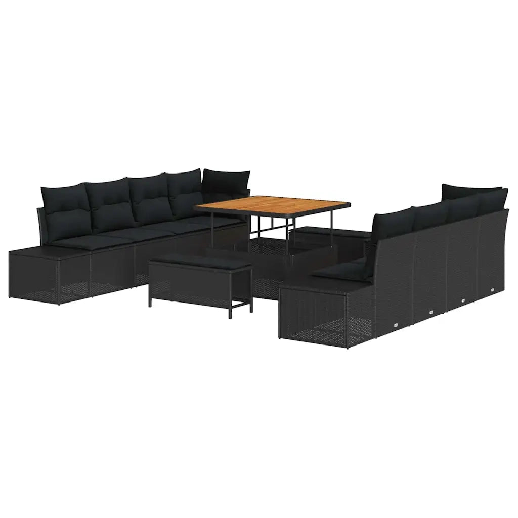 Set Divano da Giardino Nero 100 x 100 x 71 cm Poly Rattan 3364714