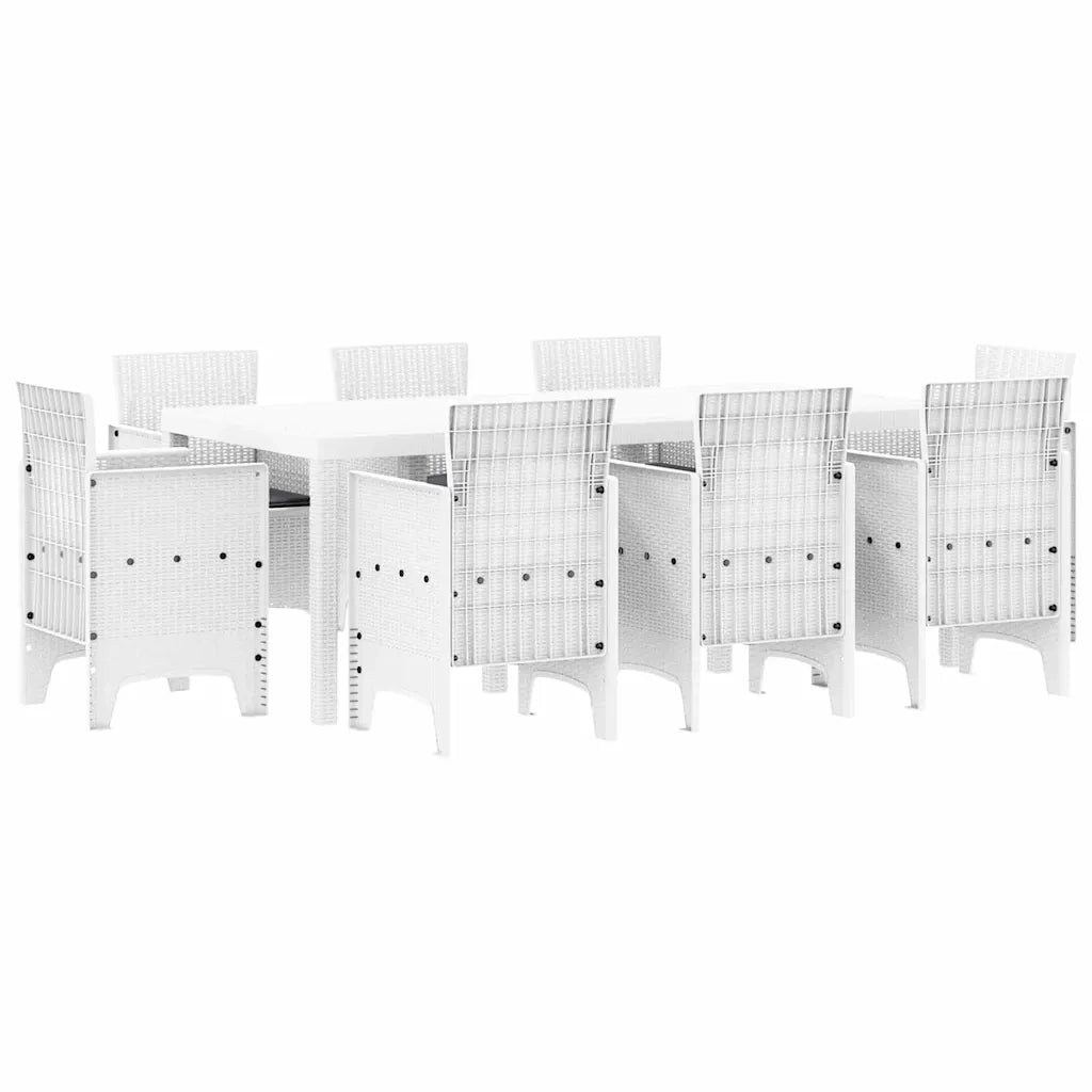 Set da Pranzo per Giardino 9 pcs Bianco Polipropilene