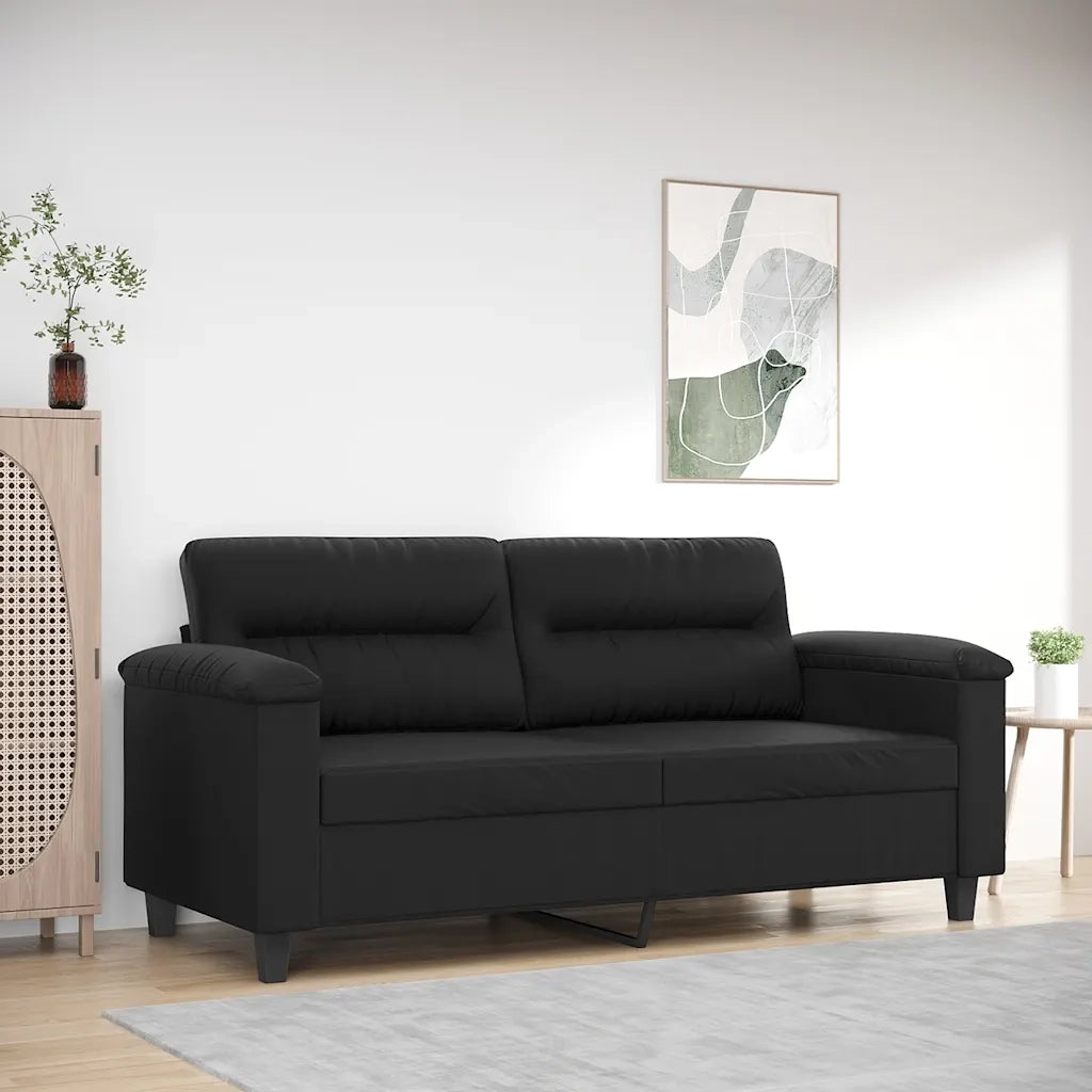 Divano a 2 Posti-Sofa 2 Posti Nero 140 cm in Similpelle 198333
