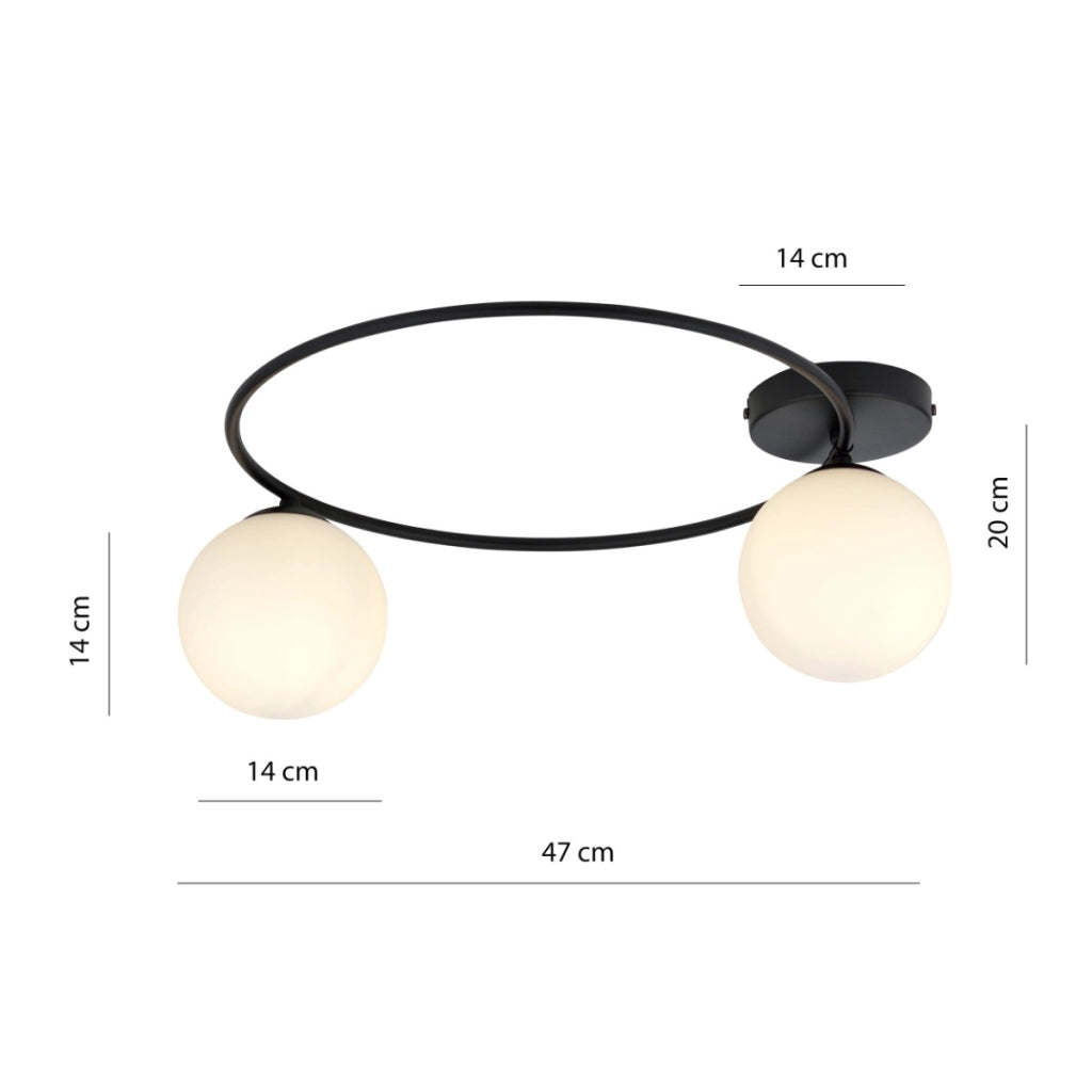 Plafoniera Emibig SOPRA 2xE14 nero con diffusori bianchi