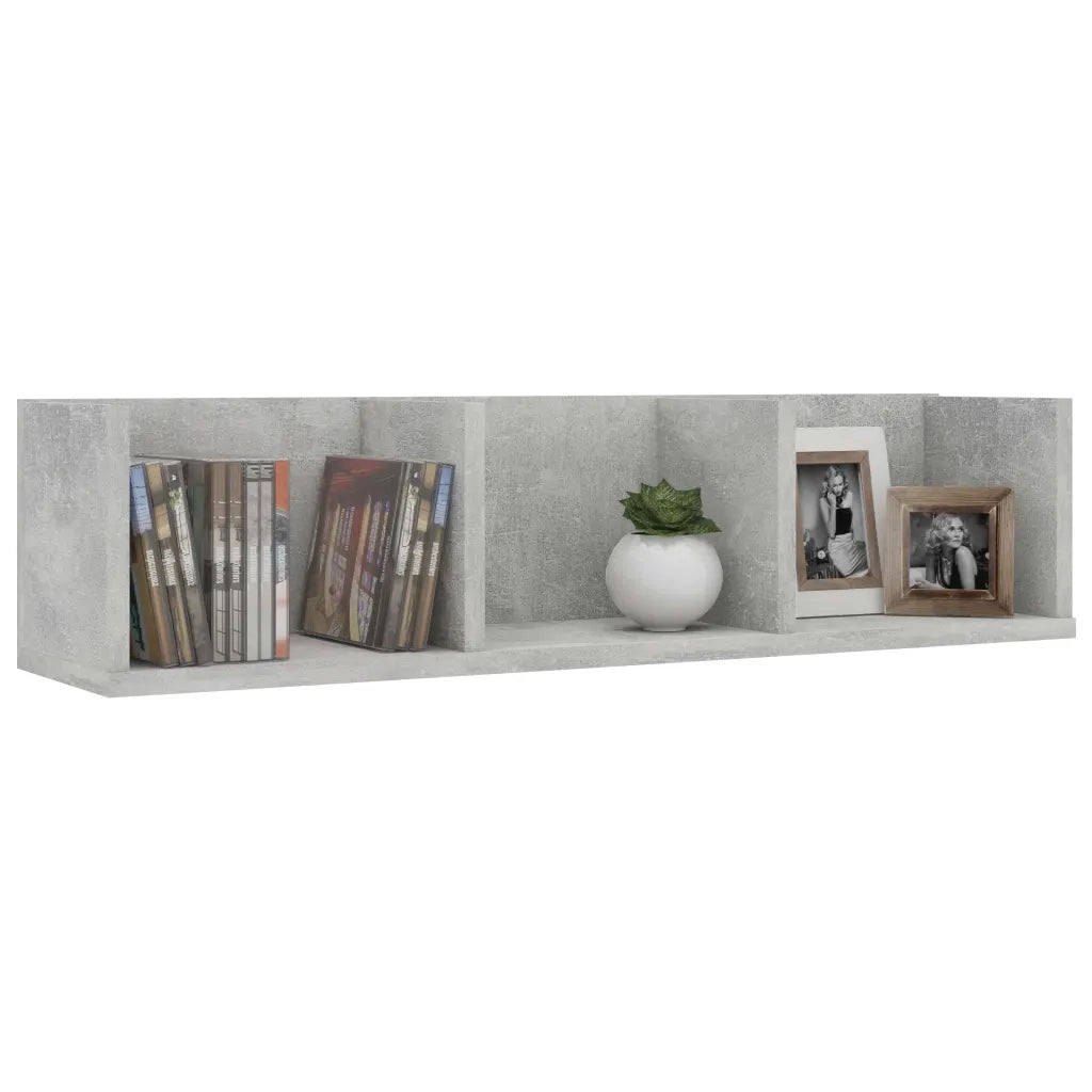 Scaffale Porta CD Parete | Mensola sospesa Grigio Cemento 75x18x18 cm Multistrato
