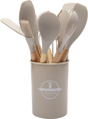 Set di accessori da cucina in silicone per padelle (12 pezzi) - bianco spezzato