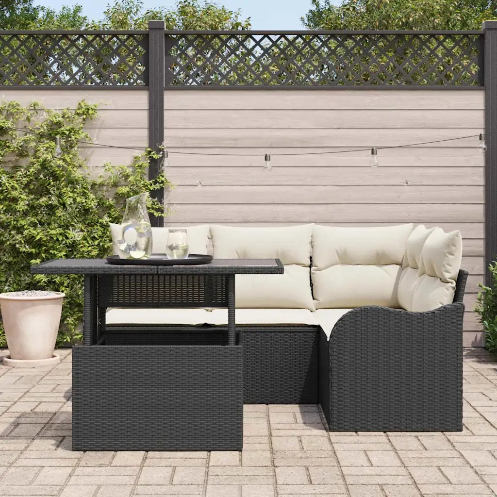 Set Divano da Giardino 5 pcs Nero Rattan in Polipropilene 3357190