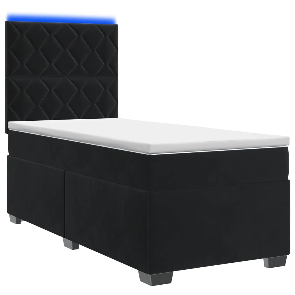 Letto box spring con materasso Nero 90 x 190 cm Velluto 3455020