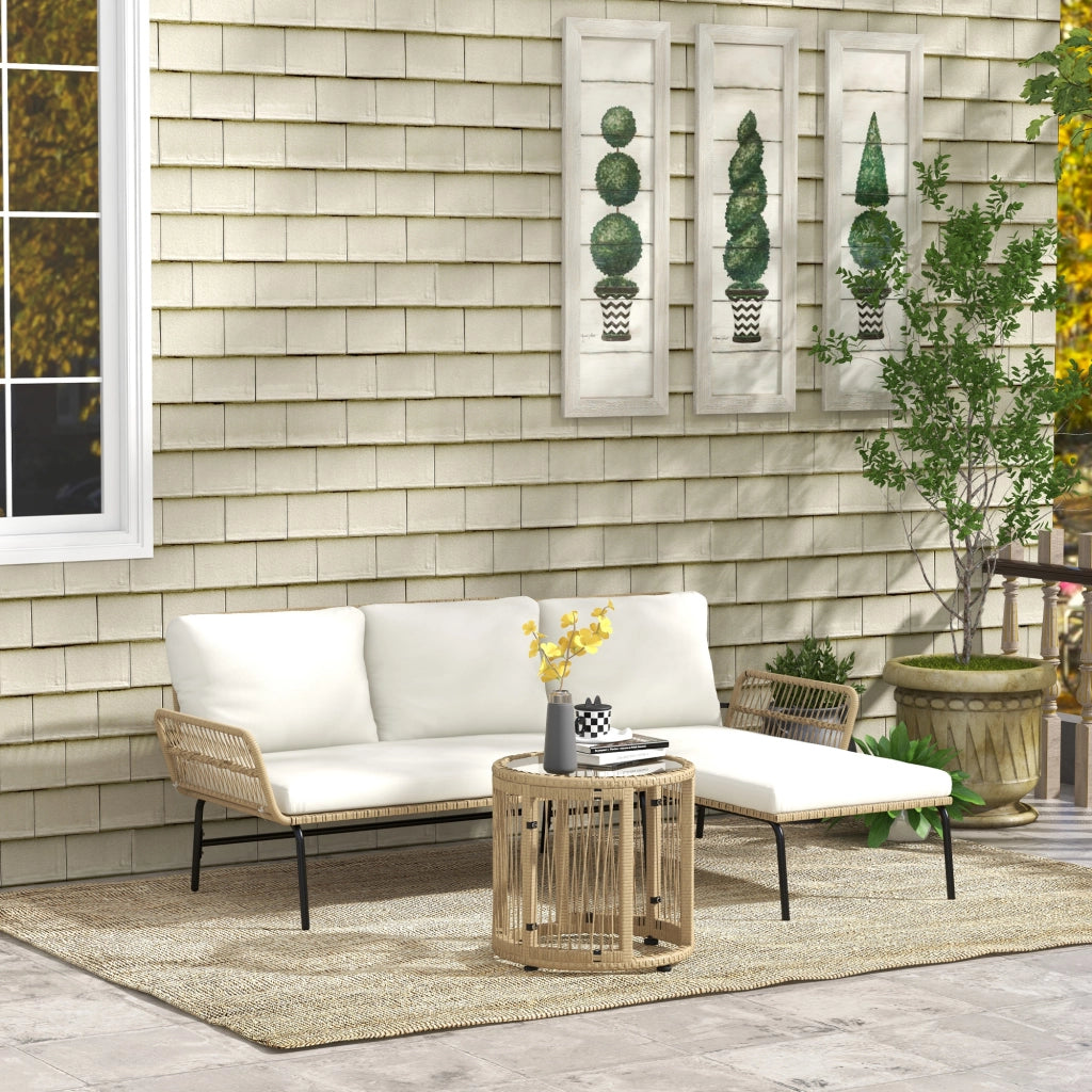 Set salotto da giardino ¨C Xylo ¨C Rattan PE, 122x79x75 cm, naturale e crema