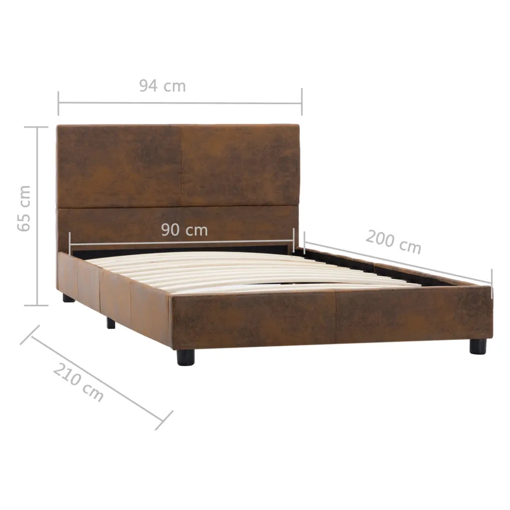 Giroletto-Struttura Letto Marrone in Similpelle Scamosciata 90x200 cm 996046