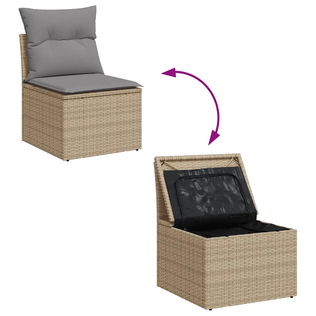 Set Divani da Giardino 7 pz con Cuscini Beige in Polyrattan 3327160