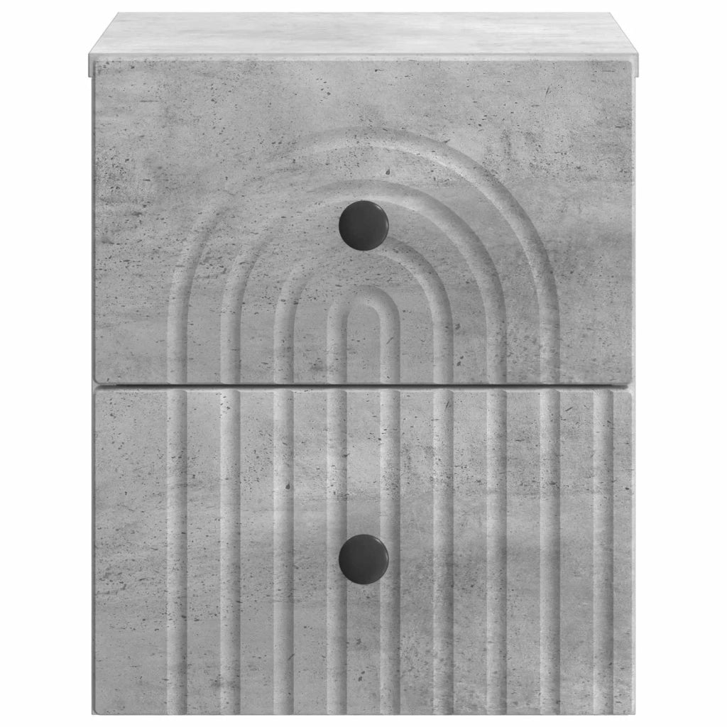 Mobiletto da notte a muro con cassetto 2 pcs Grigio Cemento 898132