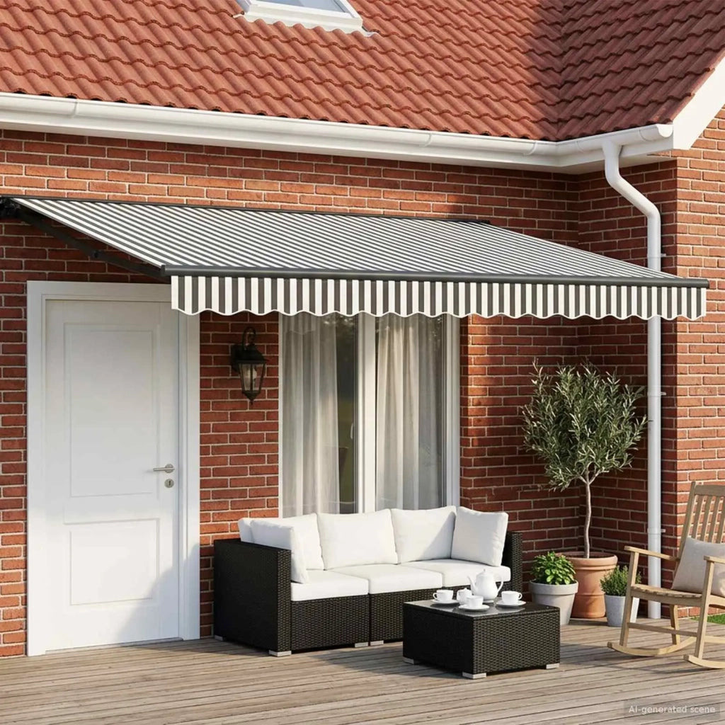 Cornice per Tenda Manuale con LED Antracite e Bianco 4 × 3,5 m 3420864