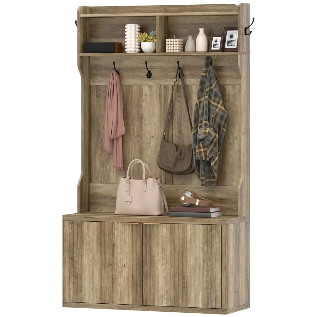 Mobile ingresso appendiabiti con scarpiera ¨C Xylo ¨C legno rovere 100x38x172 cm