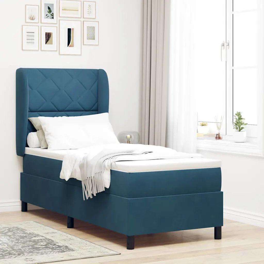 Letto a molle con materasso Blu Scuro 200 x 80 cm Velluto 3340956