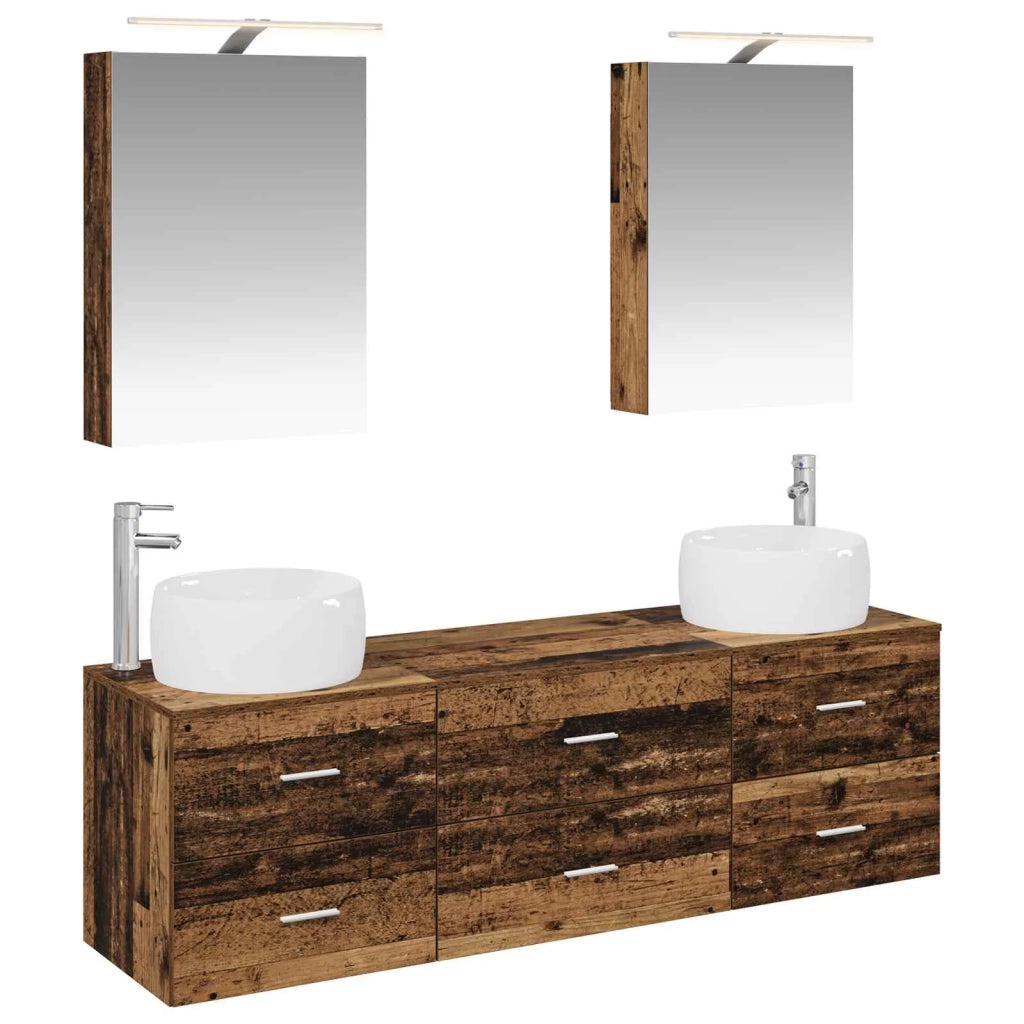 Set di mobili per il bagno 5 pz Legno antico 3406997