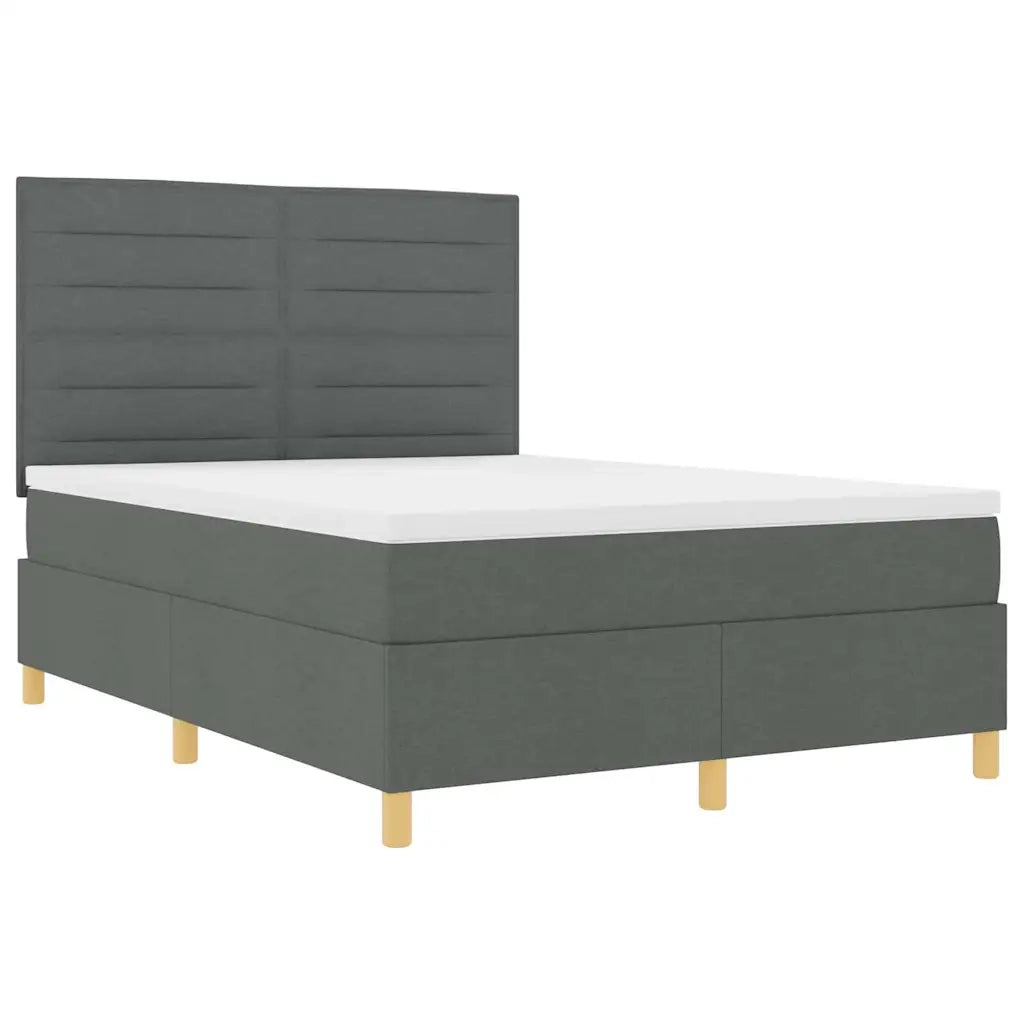 Letto a Sorgente LED Grigio scuro 140 x 200 cm Tessuto 3343027