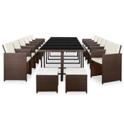 Set da Pranzo da Giardino 17 pz con Cuscini Polyrattan Marrone 46428