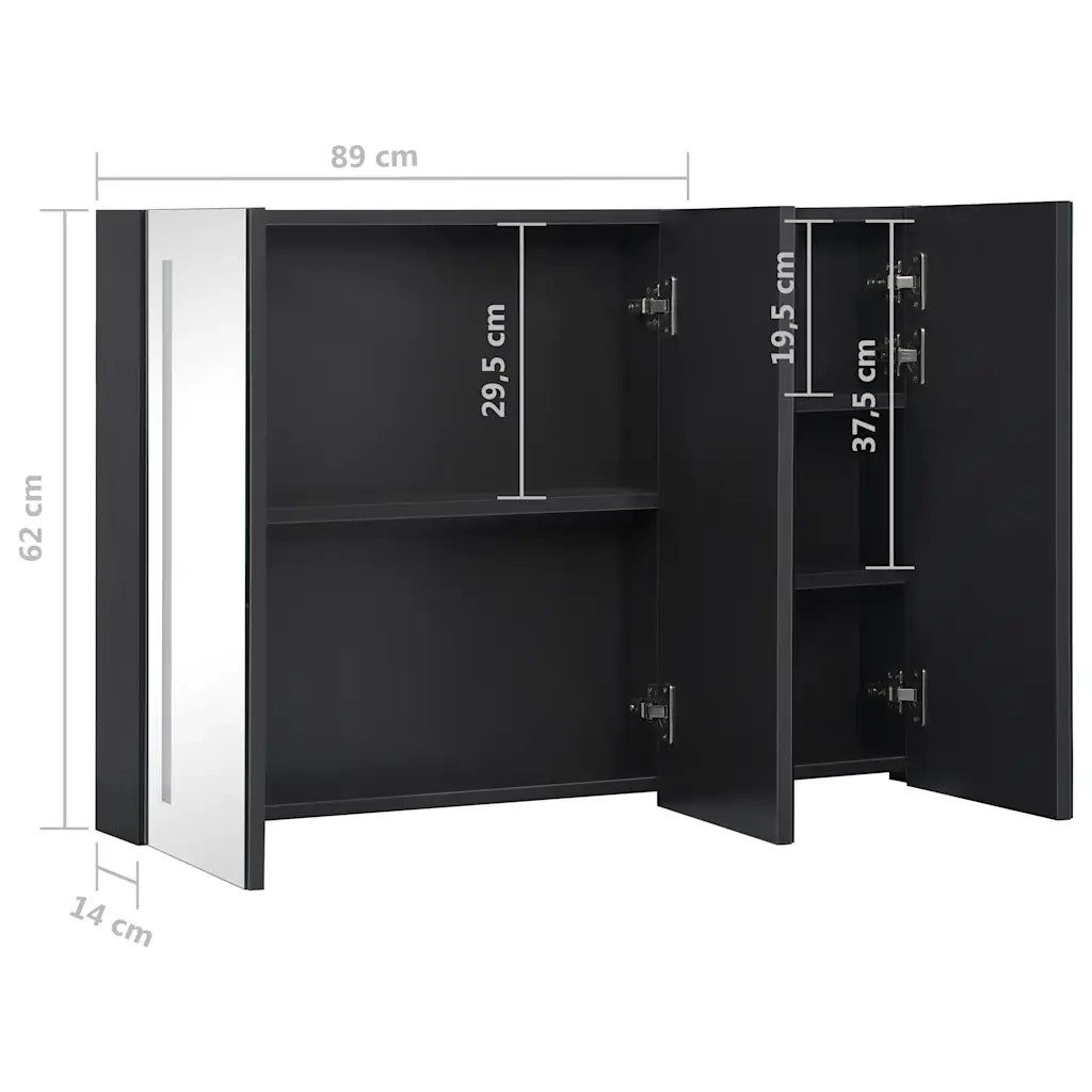 Armadietto Bagno con Specchio e LED-Mobile bagno con specchio 89x14x62 cm