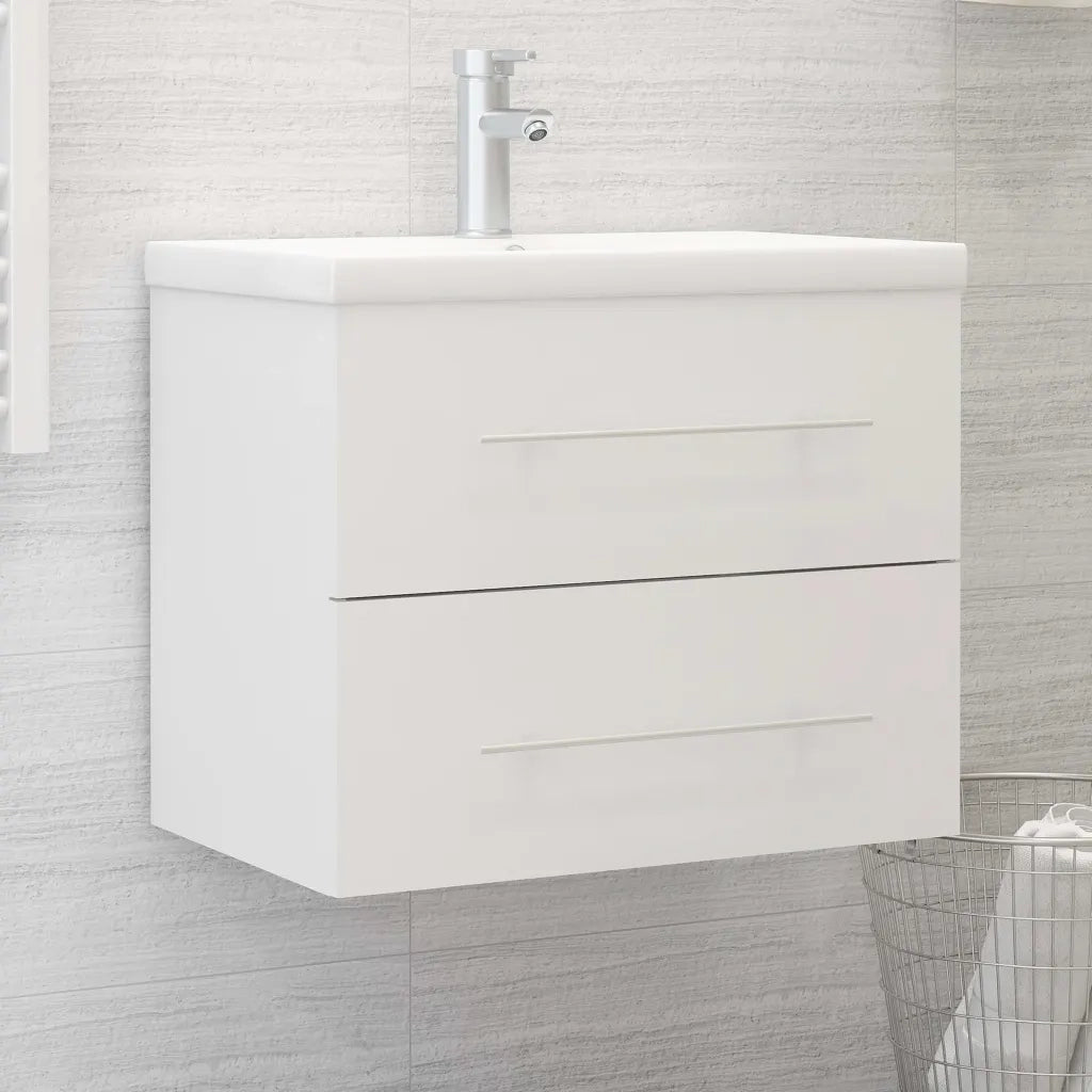 Mobile con Lavandino Integrato Bianco in Legno Multistrato