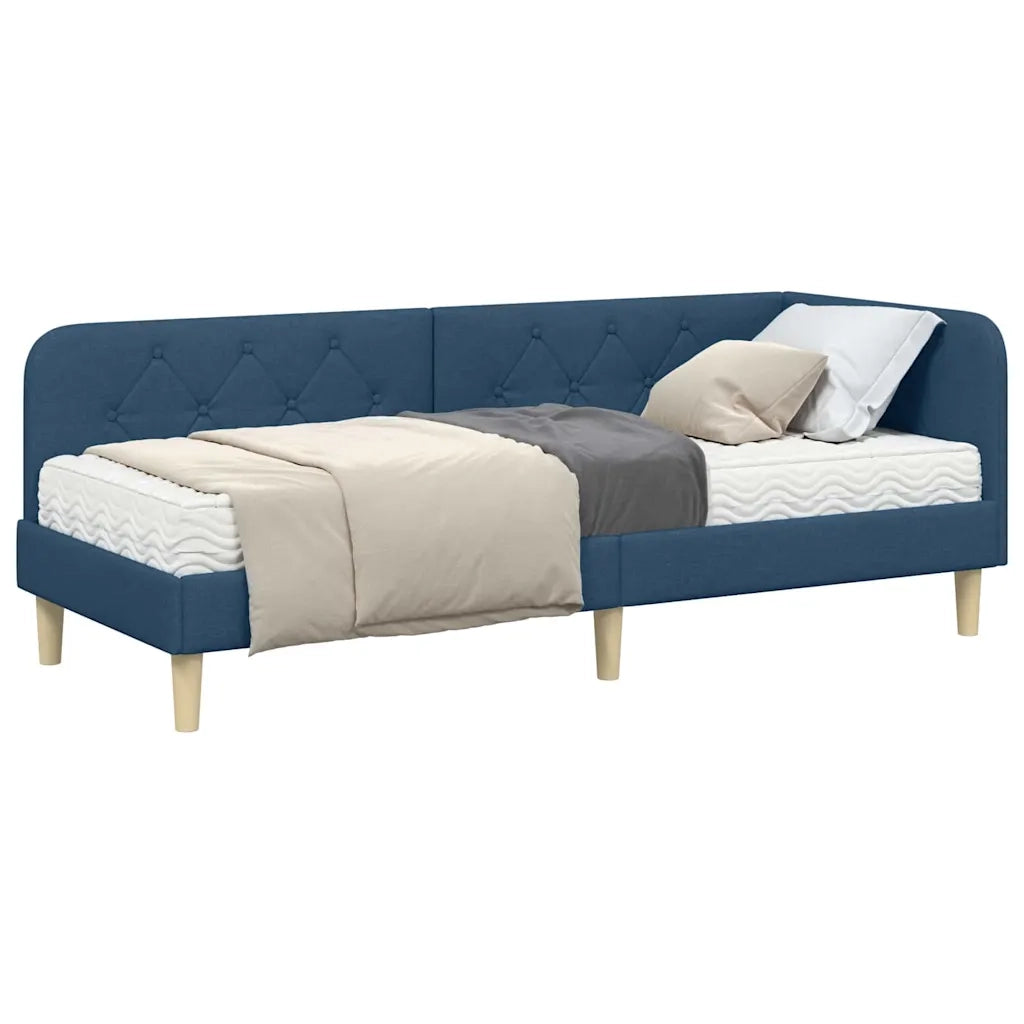 Cornice del letto ad angolo Blu 80 x 200 cm Tessuto 3394108