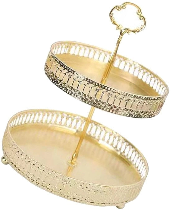 Stand per Torta 2 Livelli - Piatto per Servire - Piatto per Torta - Stand per Cupcake - Grande Capacità di Stoccaggio - Adatto per Matrimoni/Feste di Compleanno