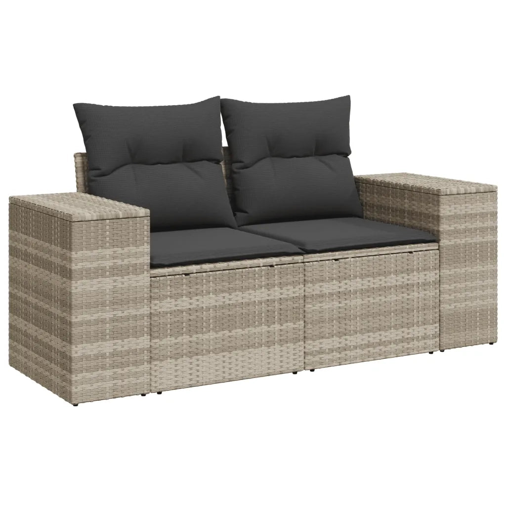 Set Divano da Giardino 9pz con Cuscini Grigio Chiaro Polyrattan 3269302