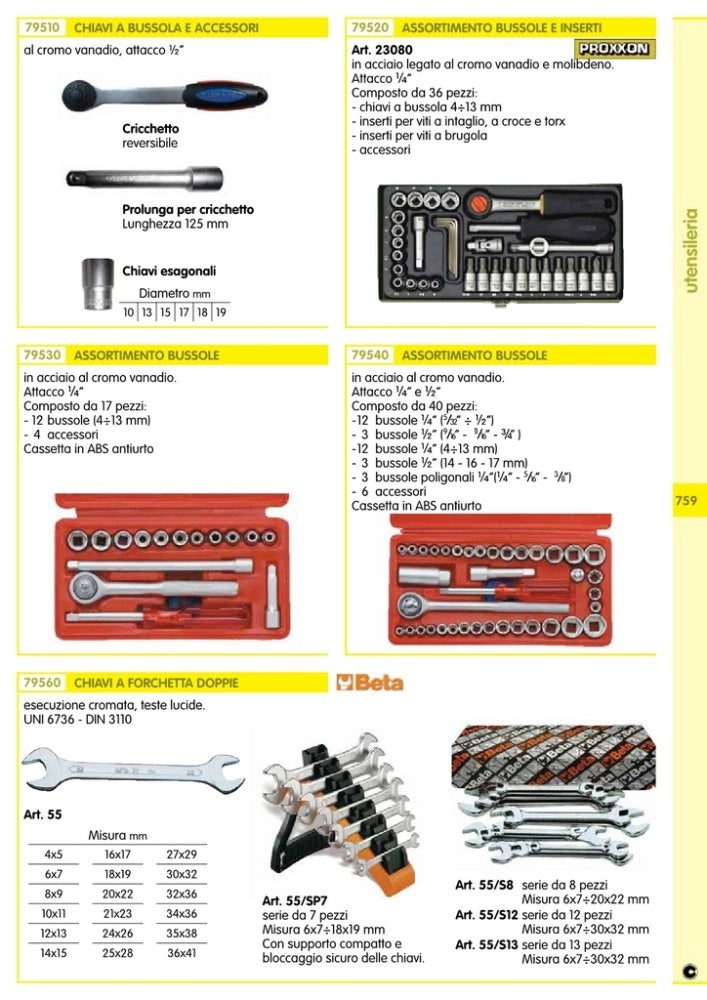 1pz proxxon 23080 chiavi a bussola 1/4 36 pz cod:ferx.30305