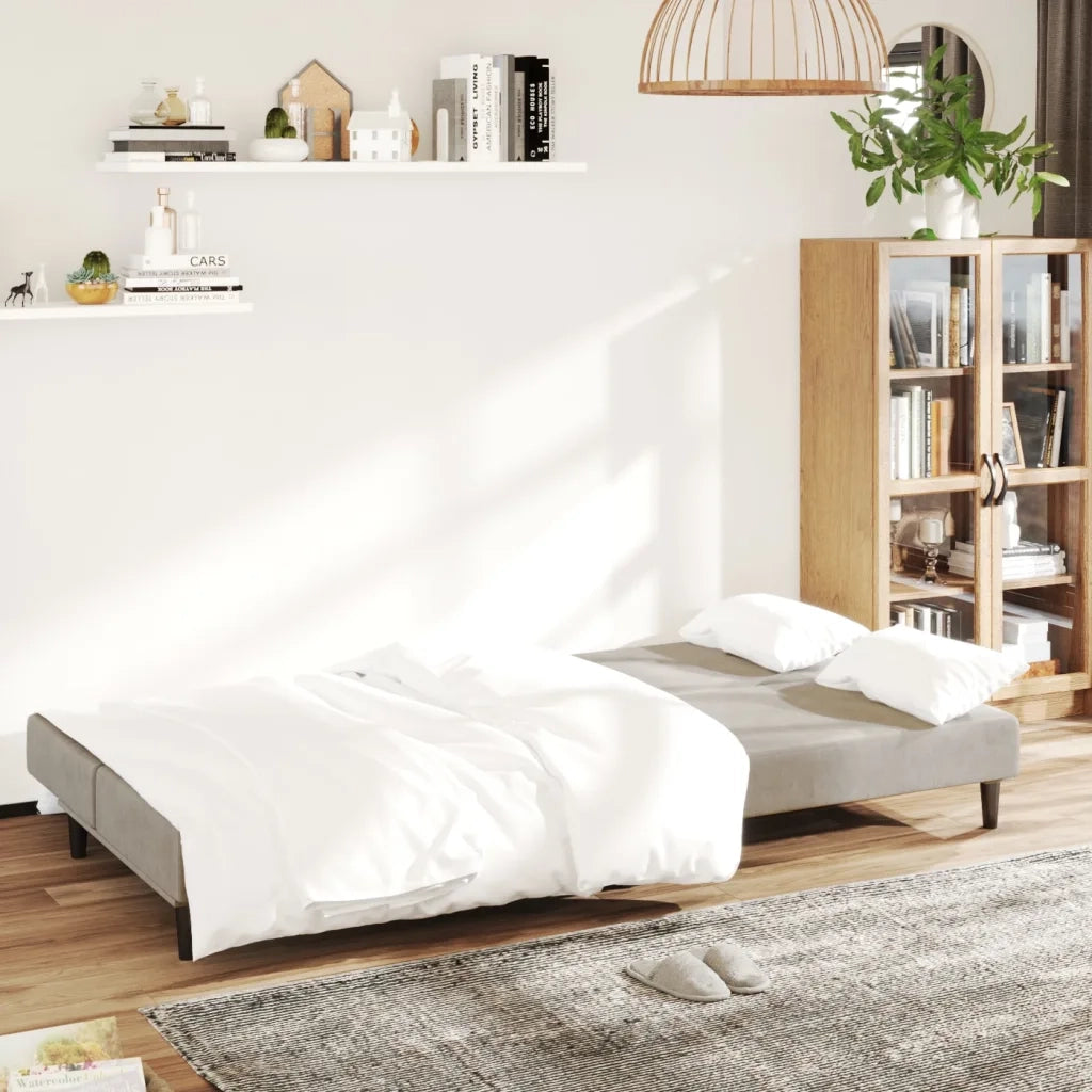 Divano Letto a 2 Posti-Sofa Letto 2 Posti-Daybed Grigio Chiaro in Velluto 520191