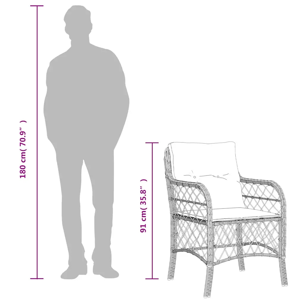 Set da Pranzo da Giardino 9 pz con Cuscini Nero in Polyrattan 3212071