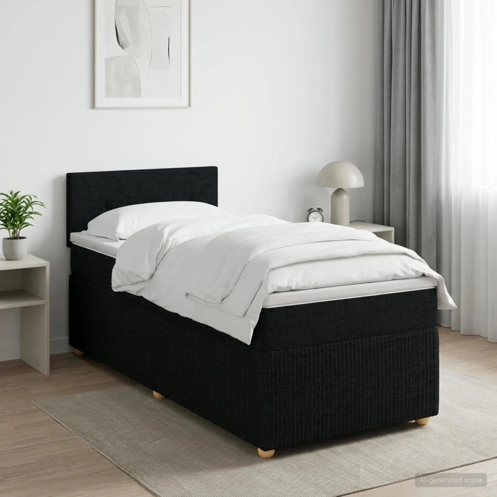 Letto box spring con materasso Nero 80 x 200 cm Tessuto 3452801