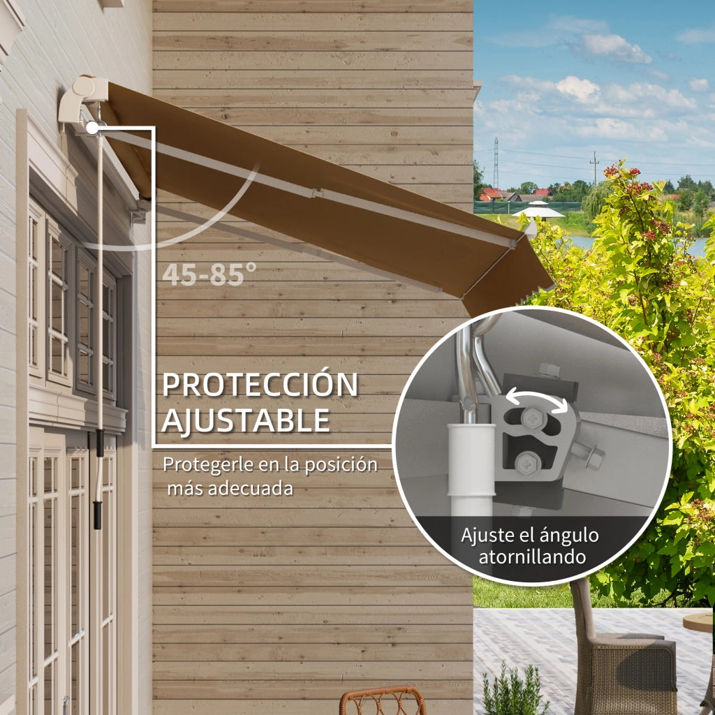 Toldo da Parete con Braccio Articolato ¨C zephmum ¨C Marrone 295x245 cm