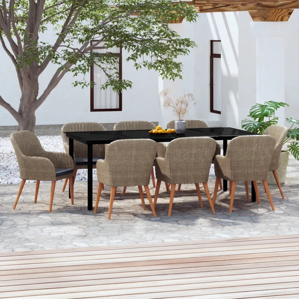 Set da Pranzo da Giardino 9 pz con Cuscini Marrone 3099516