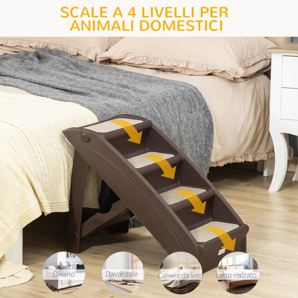 Scaletta Pieghevole per Cani ¨C Xylo ¨C 4 Gradini Antiscivolo PP Marrone
