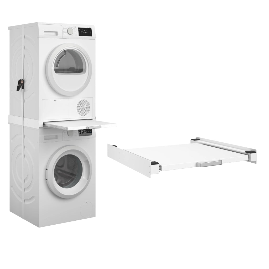 Kit di Sovrapposizione Buxton per Lavatrice e Asciugatrice con Ripiano - Bianco [en.casa]