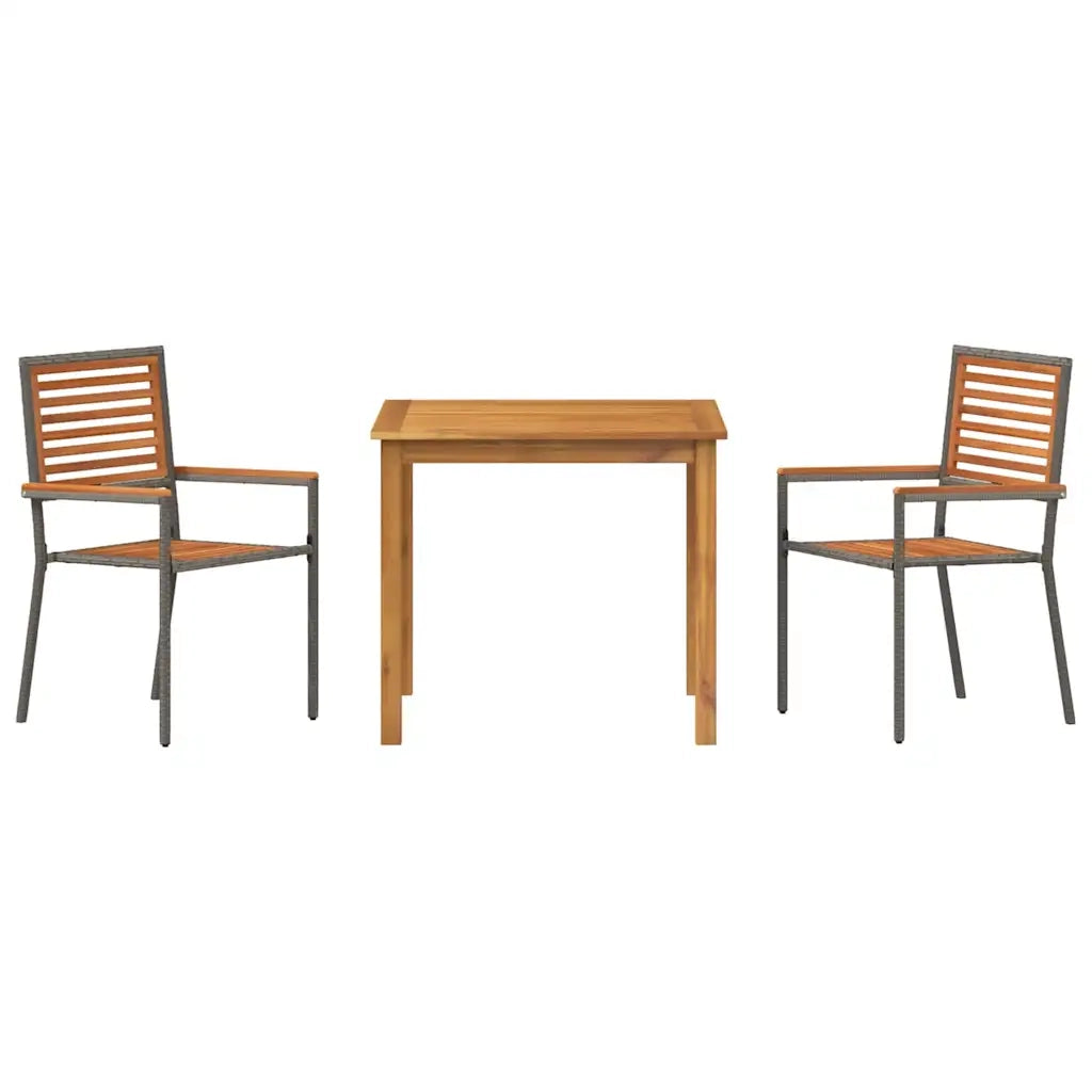 Set da Pranzo per Giardino 3 pcs Grigio