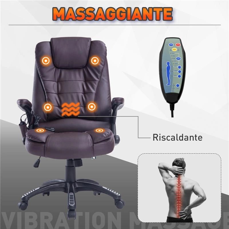 POLTRONA SEDIA MASSAGGIANTE DA UFFICIO CON RISCALDAMENTO 62 X 68 X111-121 CM