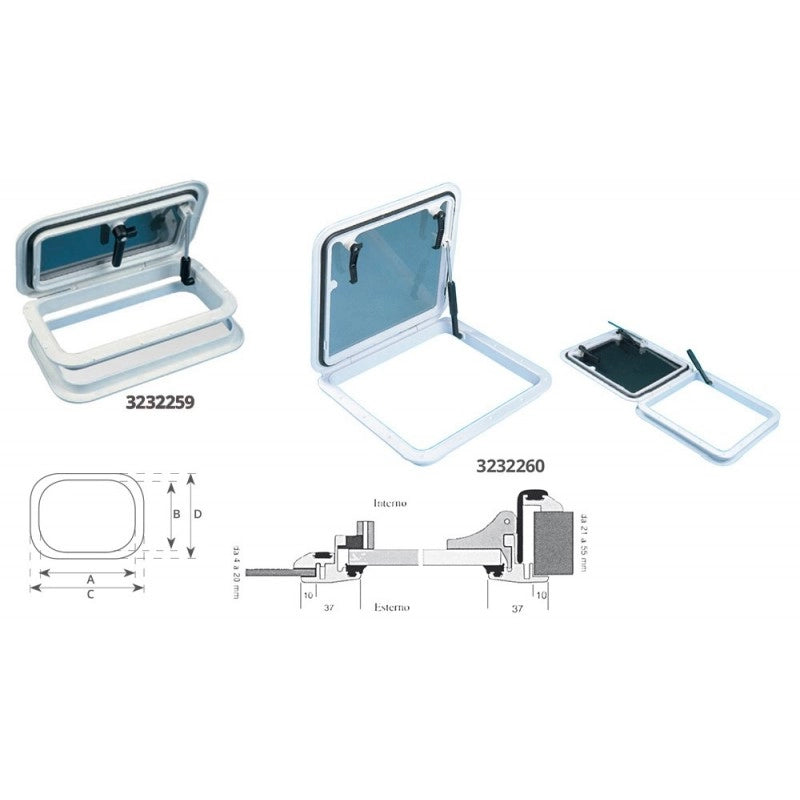 PASSO UOMO PLASTICA MM.480X480 TELESCOPIC HINGE