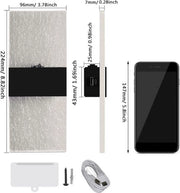 Lampada da Parete a Batterie - Set da 2 - Touch Control e Ricarica USB - Nero