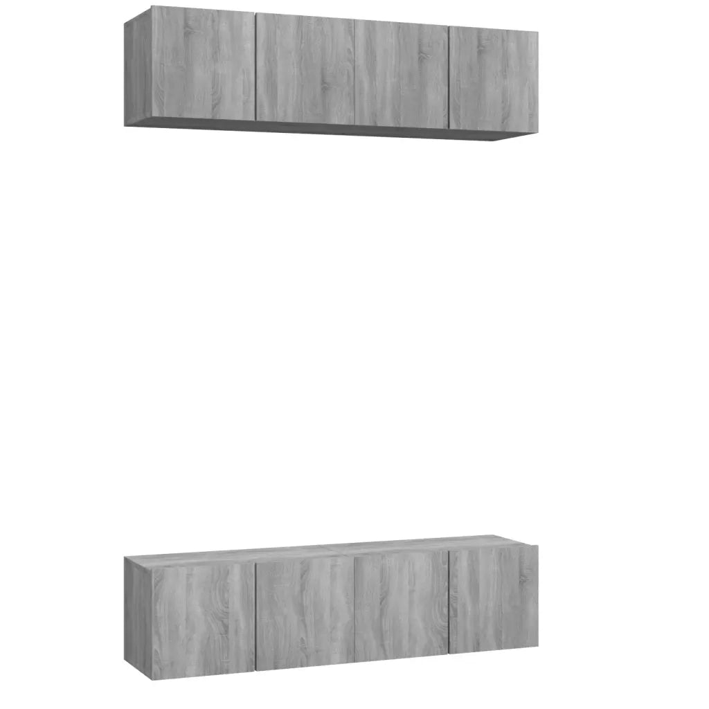 Mobili TV Parete 4pz Grigio Sonoma 60x30x30cm Legno Multistrato 3120204
