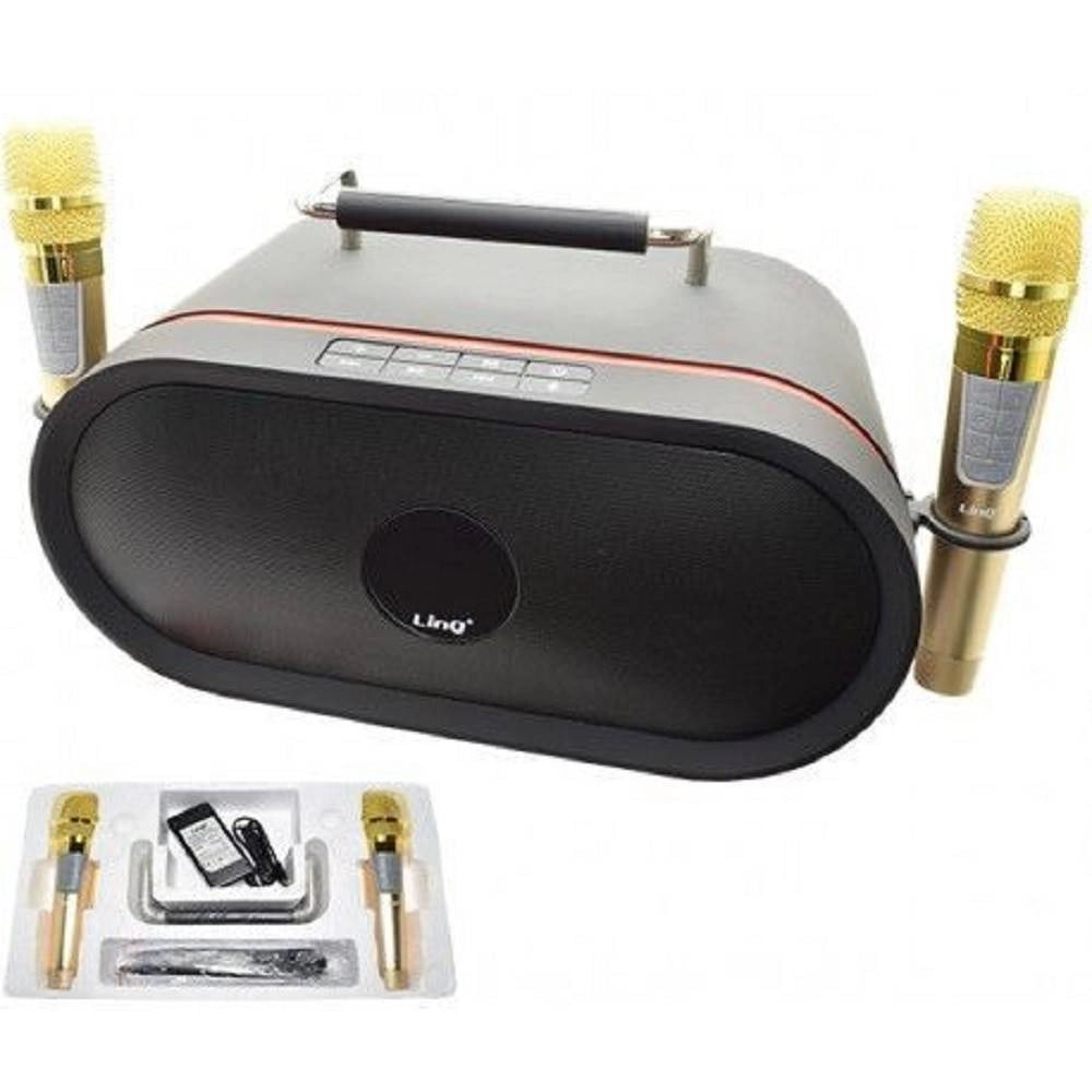 Trade Shop - Set Audio Bluetooth Per Karaoke Portatile Cassa Speaker Stereo Microfoni 60w K-6668 -