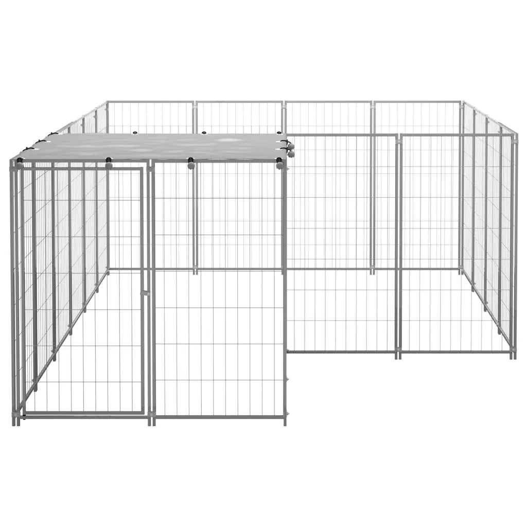 Gabbia per Cani Argento 6,05 m² in Acciaio 3082208