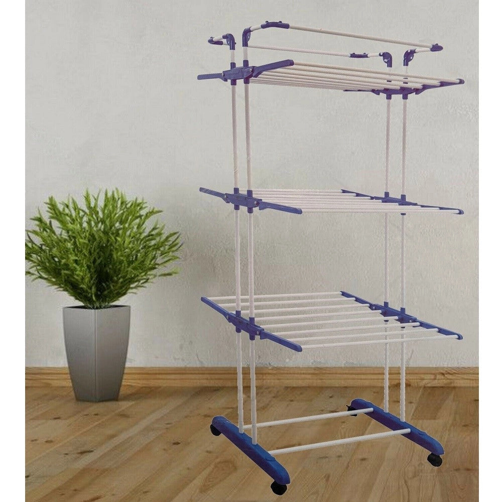 Trade Shop - Stendibiancheria Stendino Verticale 3 Ripiani Pieghevole Con Ruote Fino 40 Kg -