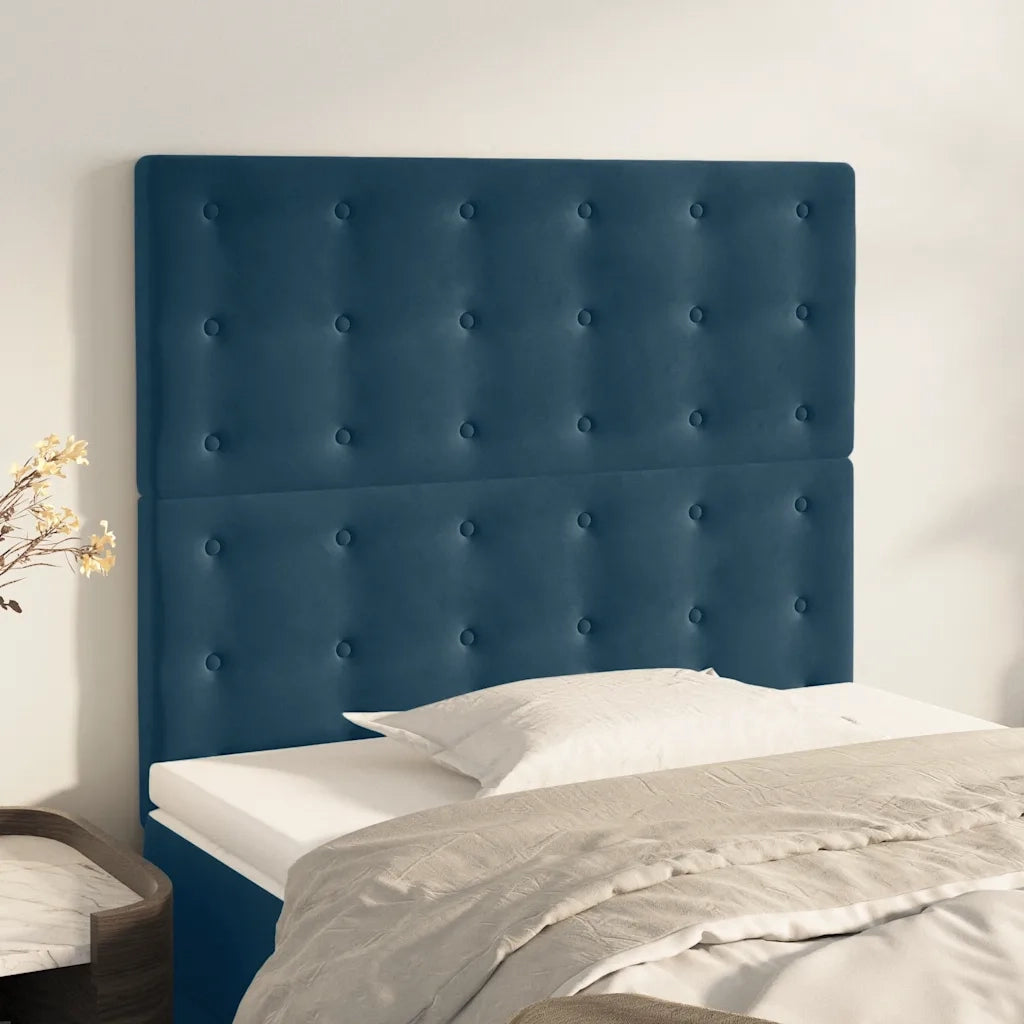 Testiera | Testata Blu Scuro 90x5x118/128 cm Velluto