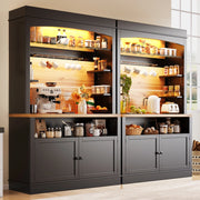 Credenza Alta con Ripiani Aperti e LED ¨C MINIMAL ¨C Nero 107x43x184 cm