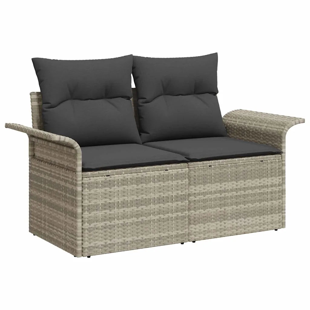 Set Divano da Giardino 9 pcs Grigio chiaro Poly Rattan 3345302
