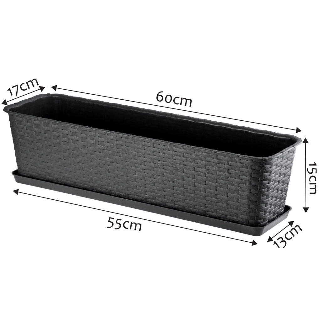 Vaso da fiori KADAX per balcone con supporto, 60 cm, antracite