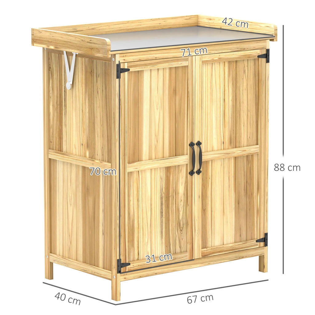 Armadietto da Giardino in Legno con 2 Ante ¨C Zephmum ¨C Legno Naturale 90x60x120